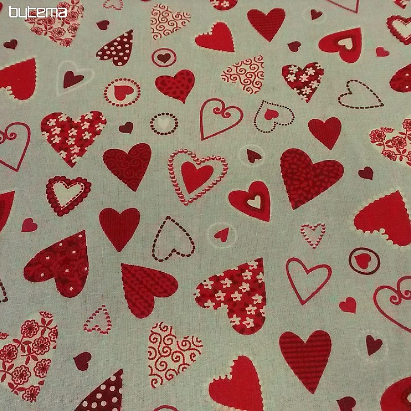 Decorative fabric HEARTS red