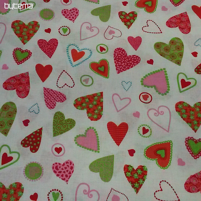 Decorative fabric HEARTS pink