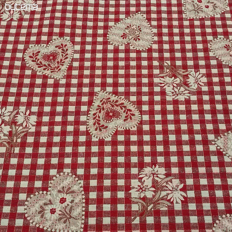 Jacquard decorative fabric HEART ALPE D´HUEZ red