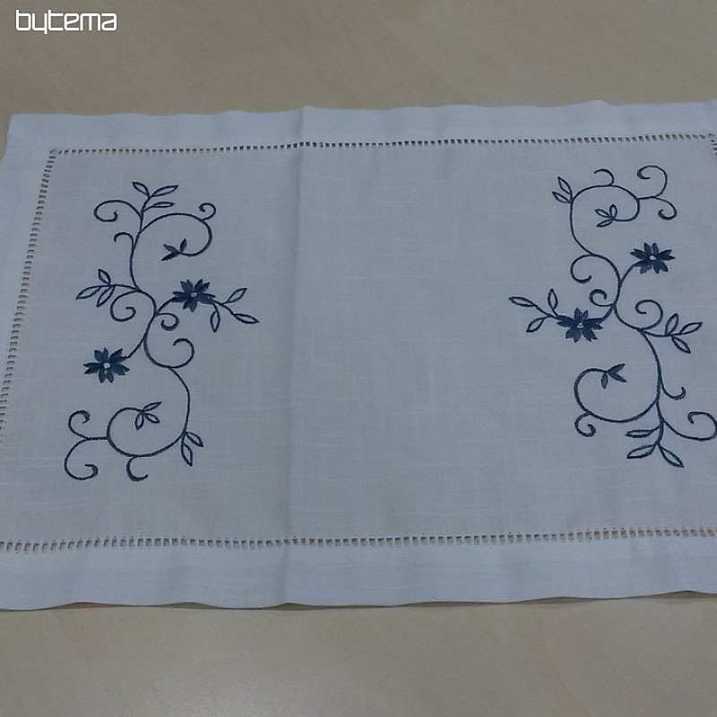 Embroidered placemats WHITE BLUE FLOWER