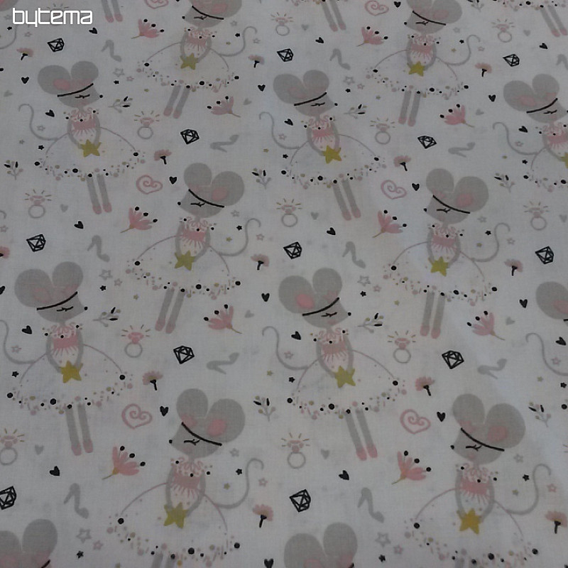 Cotton fabric MOUSE grey