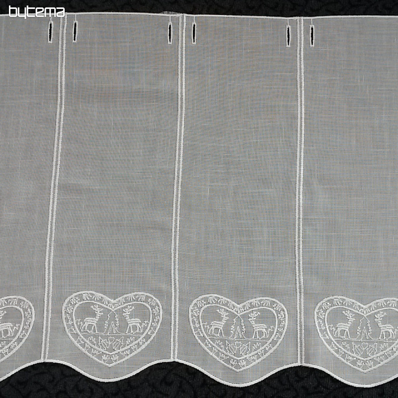 Embroidered curtain for stained glass window 11661 white