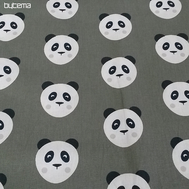 Cotton fabric  PANDA olive green