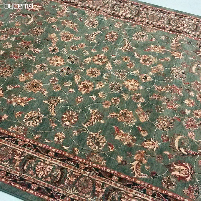 Luxurious woolen carpet ROYAL allover flower green