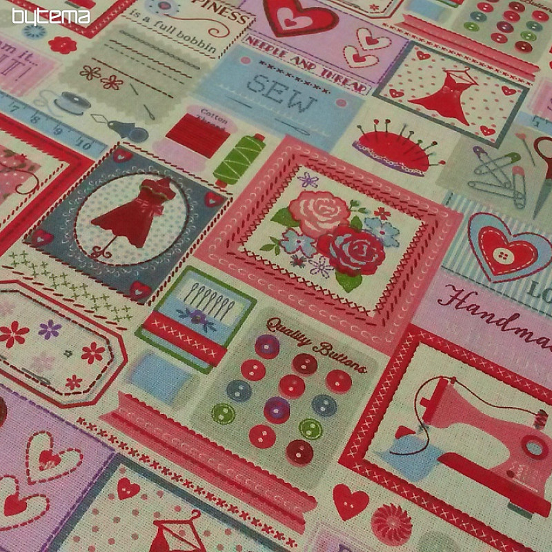 Cotton fabric MADE with LOVE rose