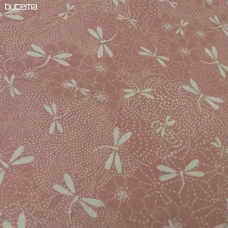 Cotton fabric DRAGONFLY rose