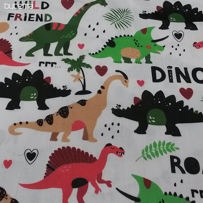 Children's cotton satin DINOSAURS digital printing