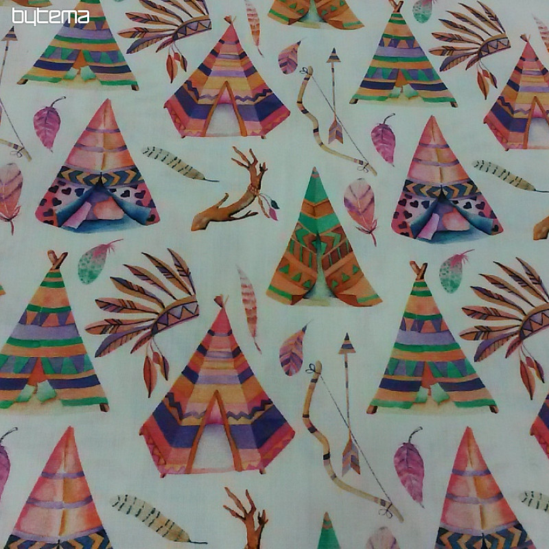 Children's cotton satin  TEEPEE digital printing