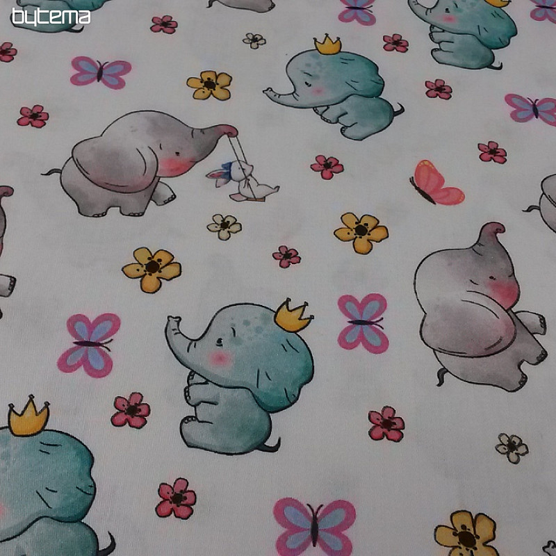 Children's cotton satin ELEPHANTS digital printing