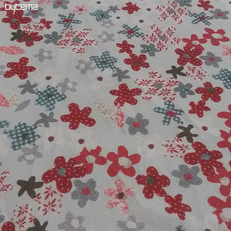 Children decorative fabric FLOWERS red