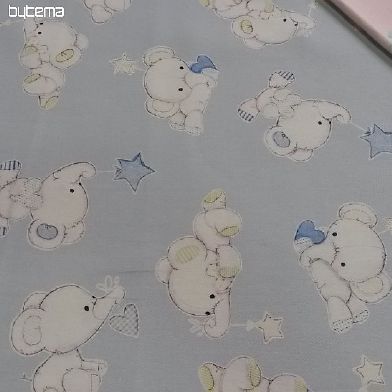 Children decorative fabric ELEPHANTS blue