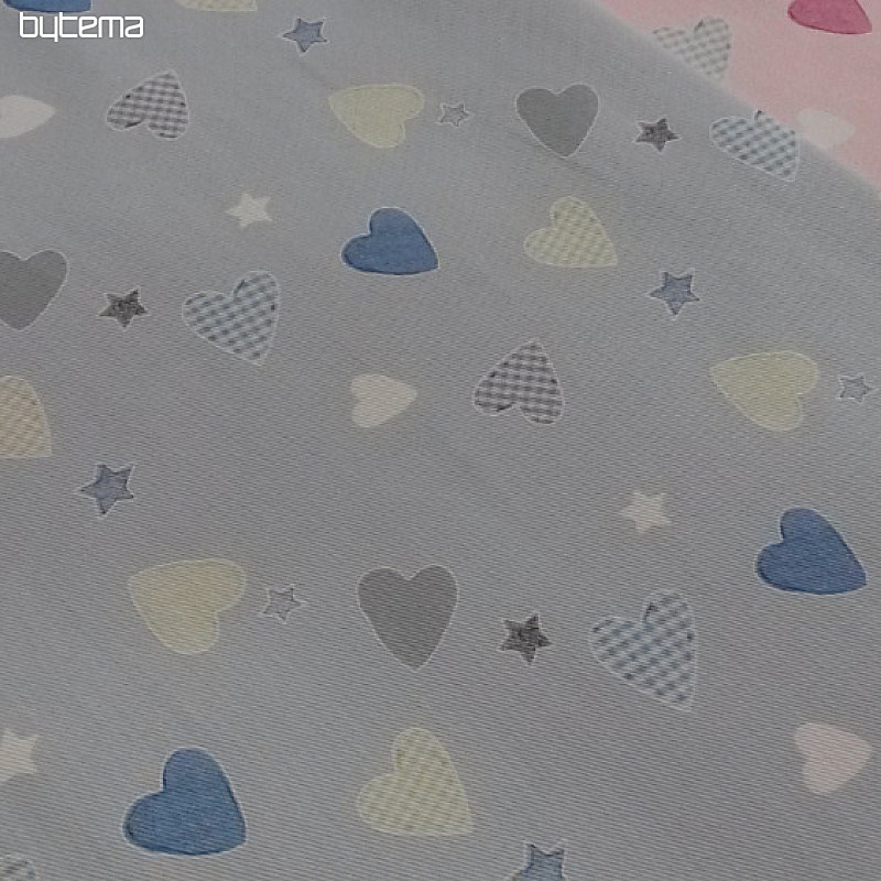 Children decorative fabric HEART blue