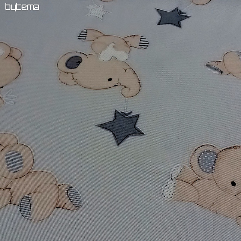 Children decorative fabric ELEPHANTS gray