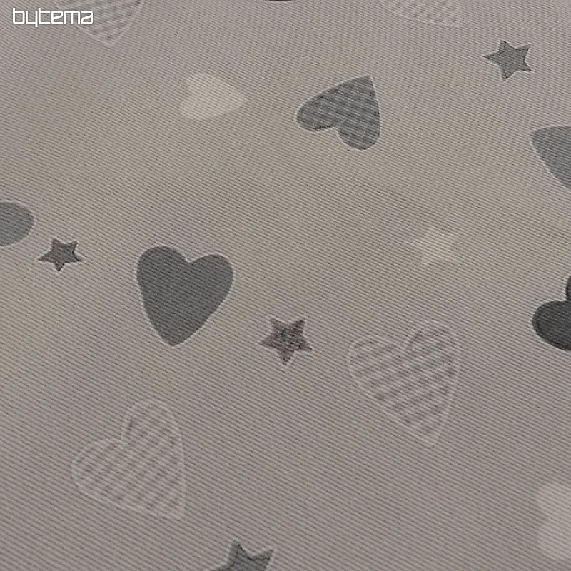 Children decorative fabric HEART grey