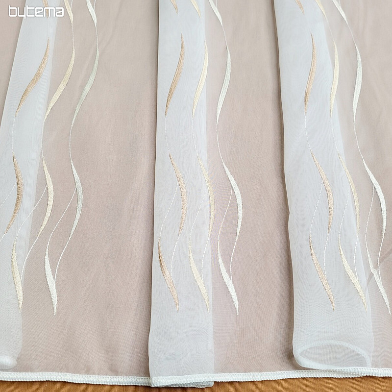 Voile curtain with beige embroidery Gerster 195/0200