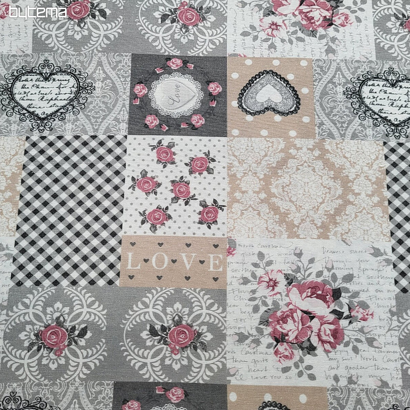 Decorative fabric LIA grey patchwork