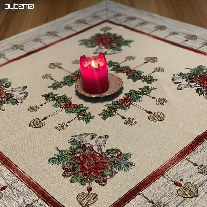 Tapestry tablecloth CHRISTMAS ROSES and Birds