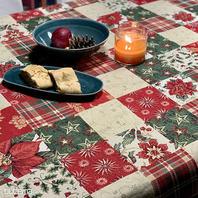 Christmas tapestry tablecloth and scarf HOLLY