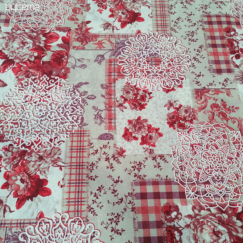 Decorative fabric CINTIA flowers red