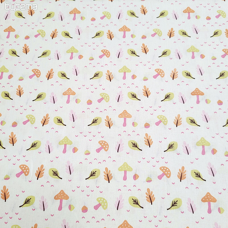 Decorative fabric MUSHROOMS pink