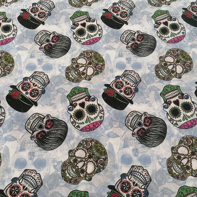 decorative fabric SKULL voodoo