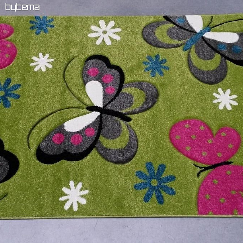 Children carpet BUTTERFLIES green