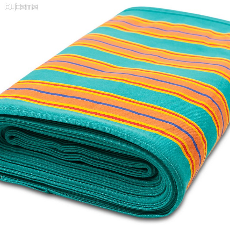 LEATHER FABRIC Linda - turquoise stripes