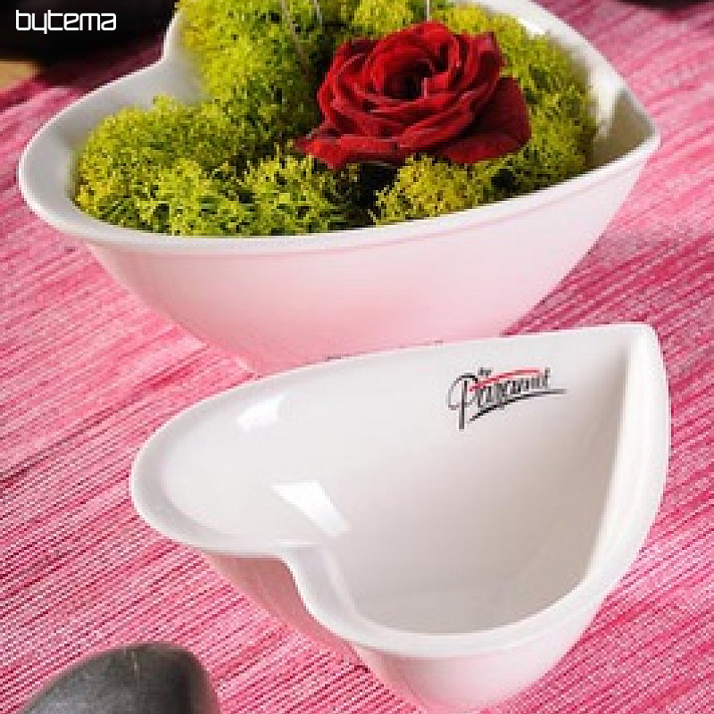 Heart shaped white bowl