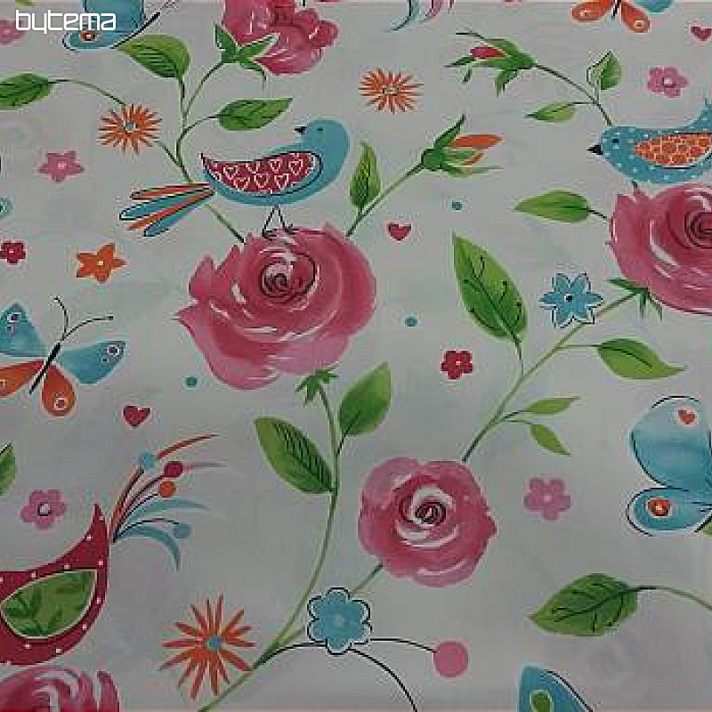 Decorative fabric BIRDS pink