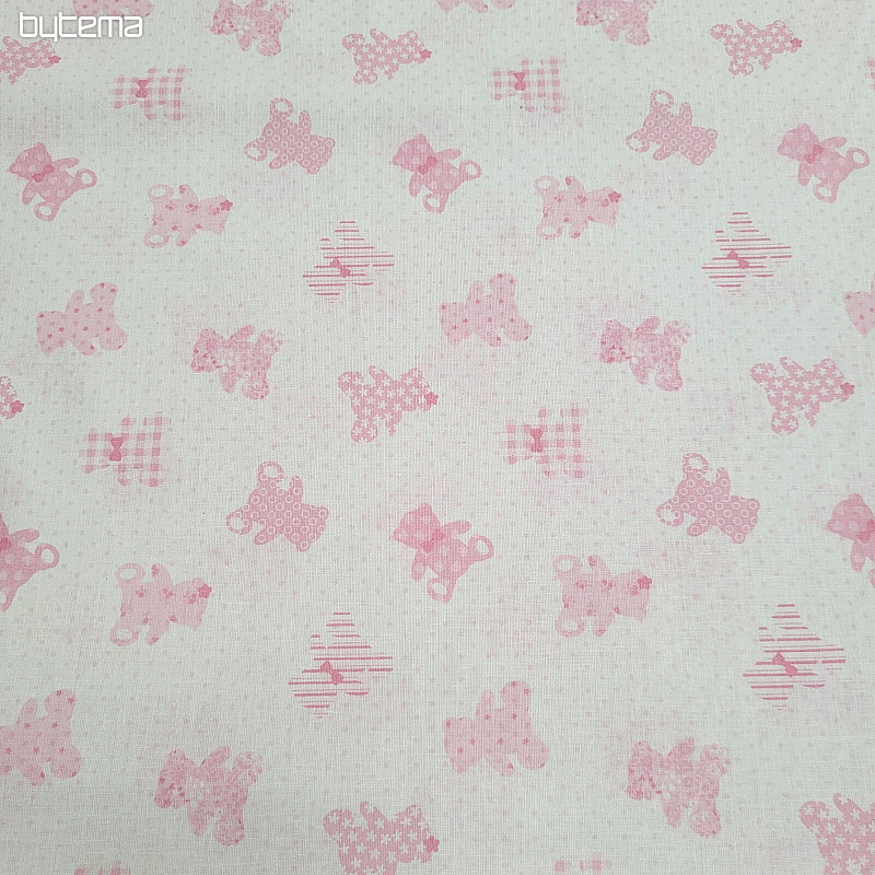 Cotton fabric BABY TEDDY pink