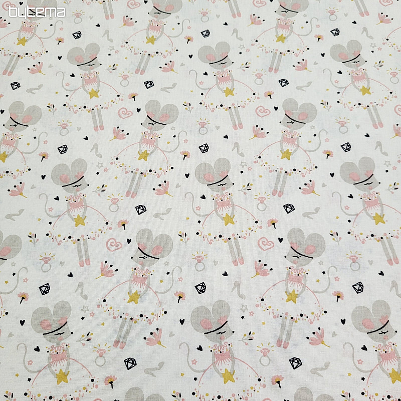 Cotton fabric MICE gray