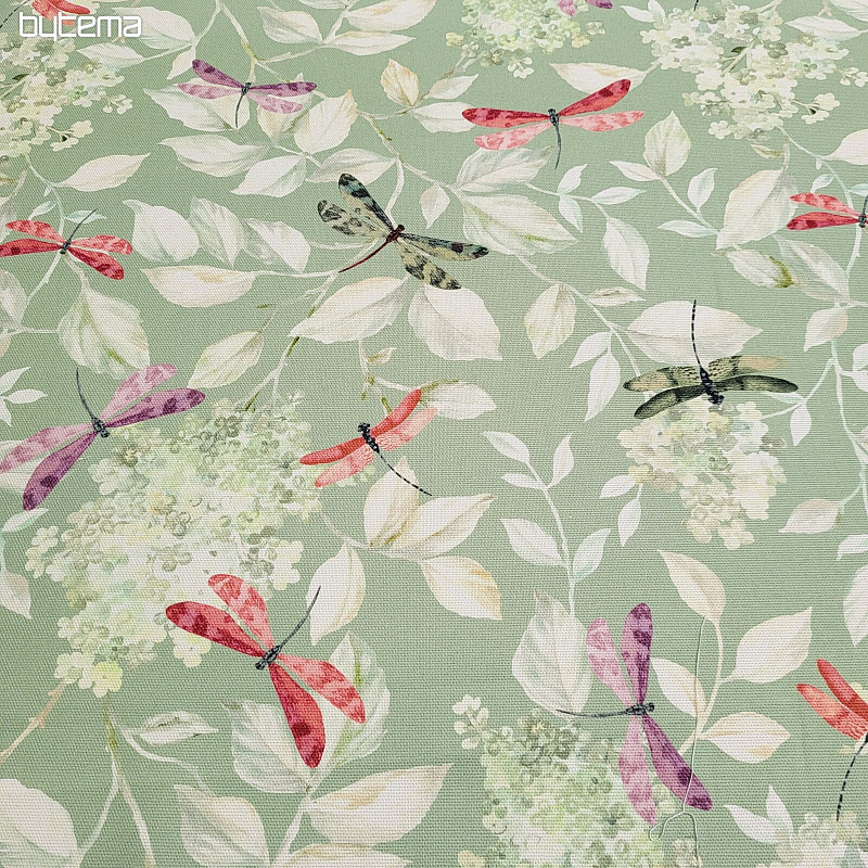 Decorative fabric ROSETO DRAGONFLY gray-green