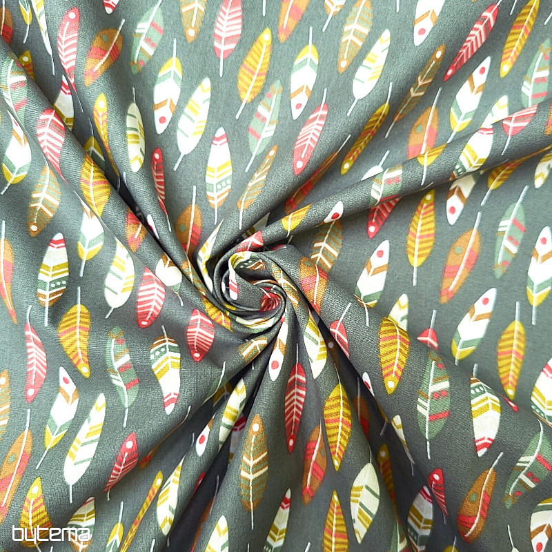 Cotton fabric RETRO FEATHER