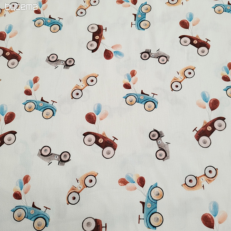 Childrens cotton satin CARS digital print