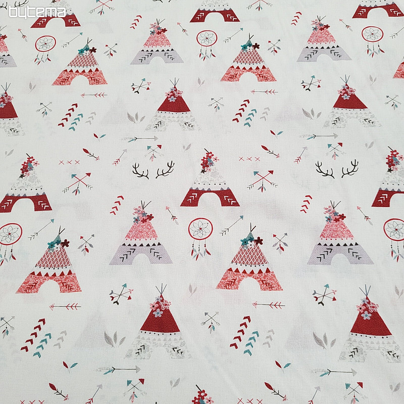 Cotton fabric INDIAN TEEPEES