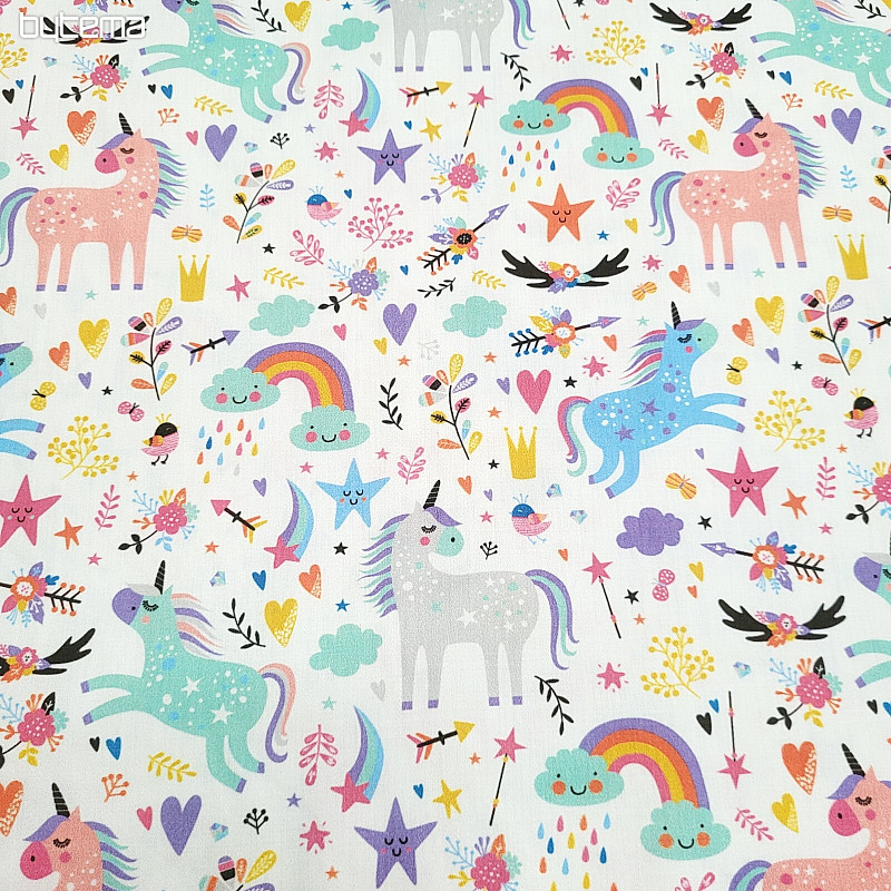 Children&#39;s cotton satin UNICORNS digital