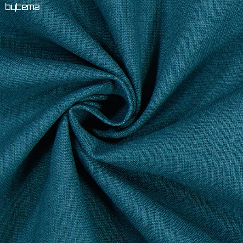 Linen fabric VERONA uni kerosene dark