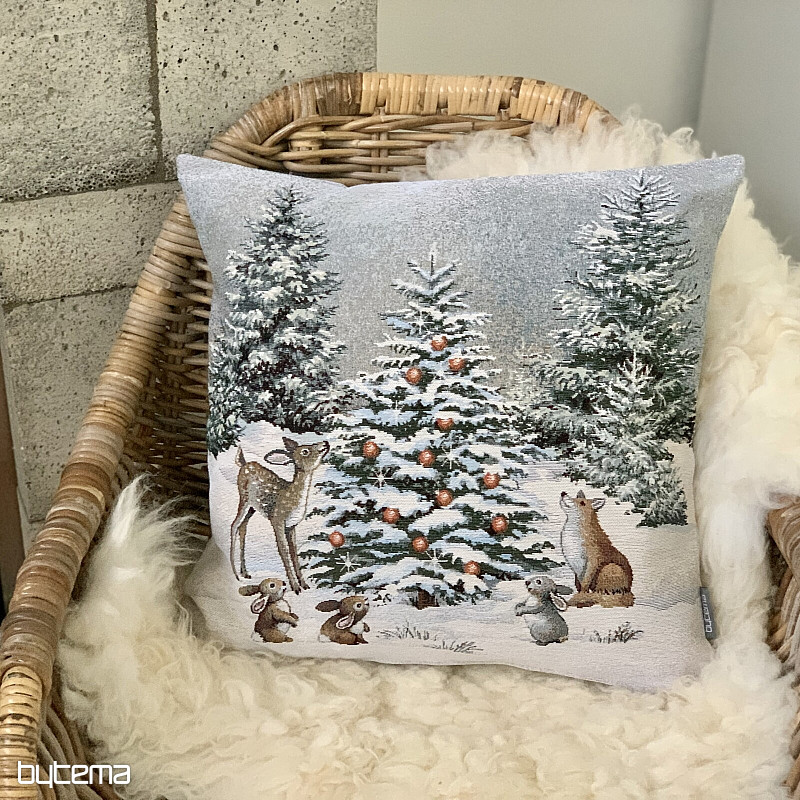 Christmas tapestry cover ANIMAL NEAR THE TREE