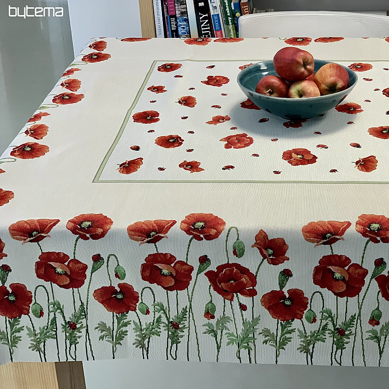 Tapestry tablecloth and scarf POPPIES