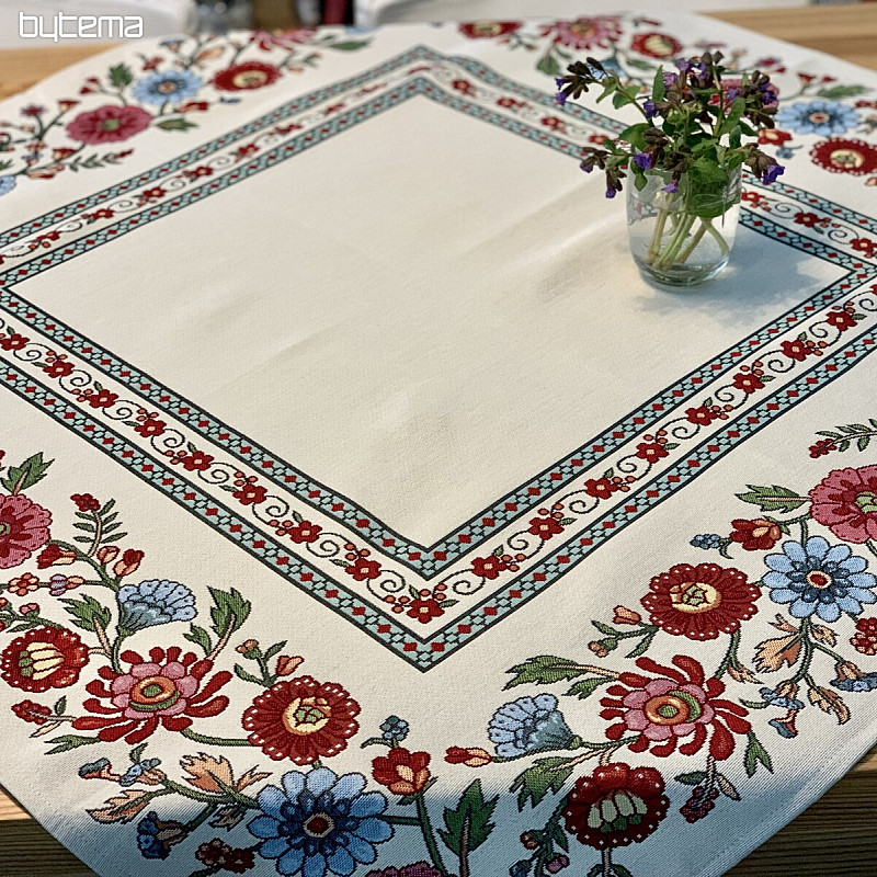 Tapestry tablecloth, scarf PAINTED FLOWERS