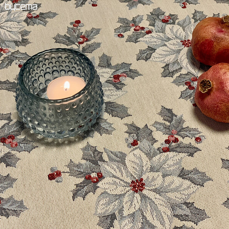 Tapestry tablecloth, scarf CHRISTMAS STAR SILVER