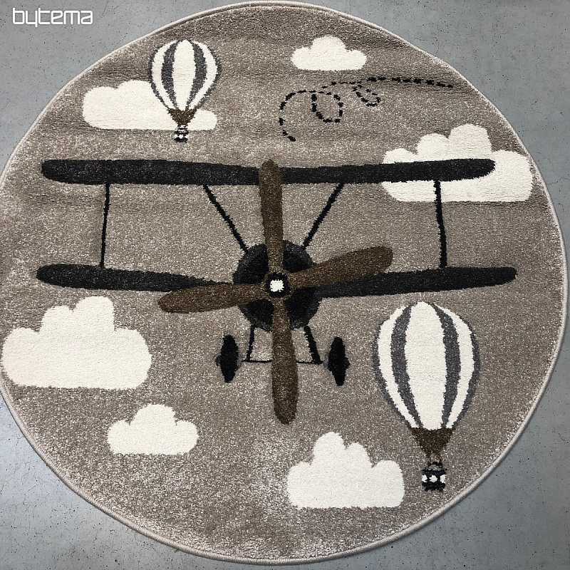 Children&#39;s round rug VEGAS plane