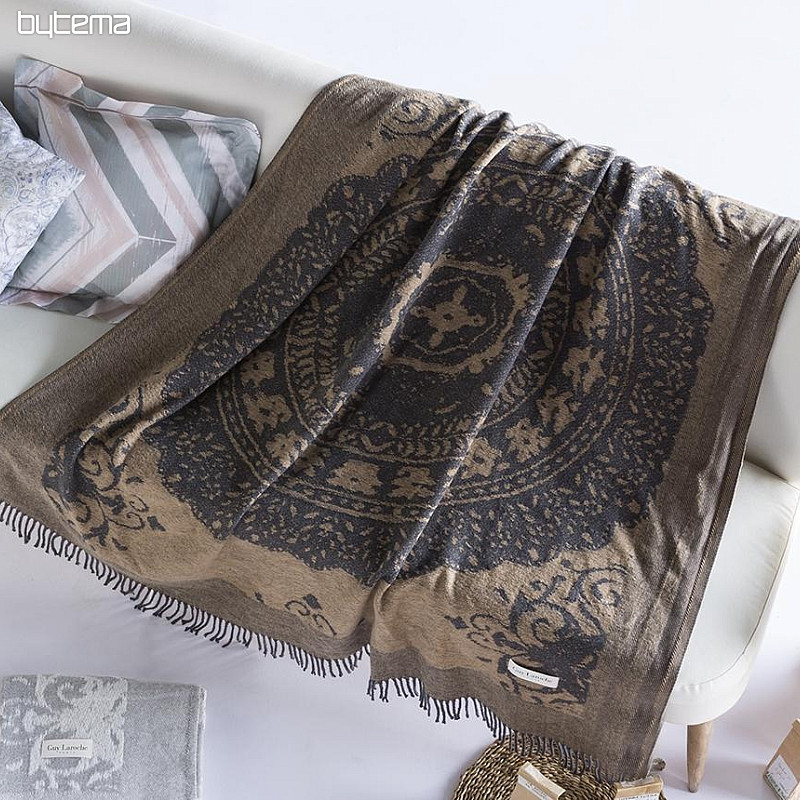 Luxus-Plaid ROSIERS brown-grey