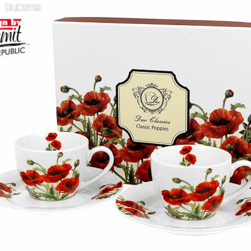 Classic poppies cup and saucer set 90 ml