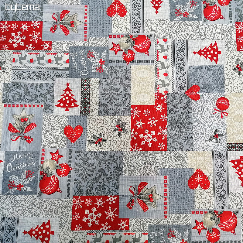 Decorative fabric PATCHWORK Christmas gray