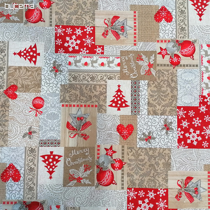 Decorative fabric PATCHWORK Christmas beige