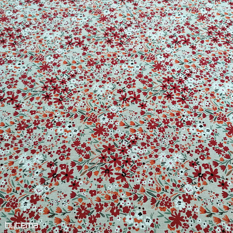 Decorative fabric LIBERTY rouge flowers