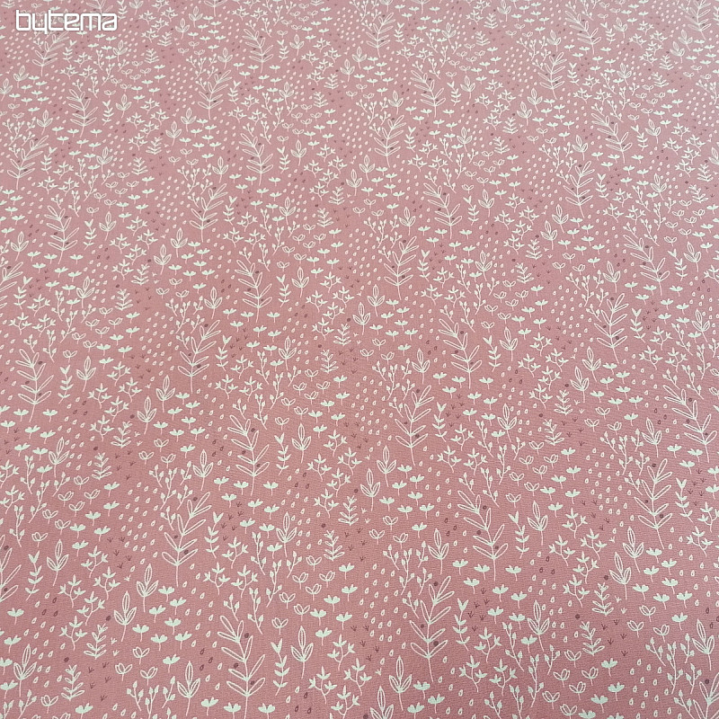 Cotton fabric FOLVIE petals pink