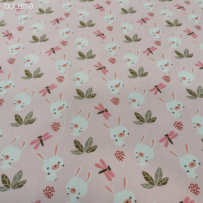 Cotton fabric bunny pink