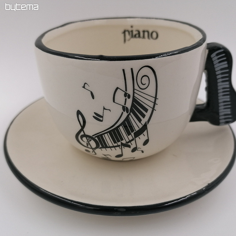 PIANO ceramic mug with saucer
